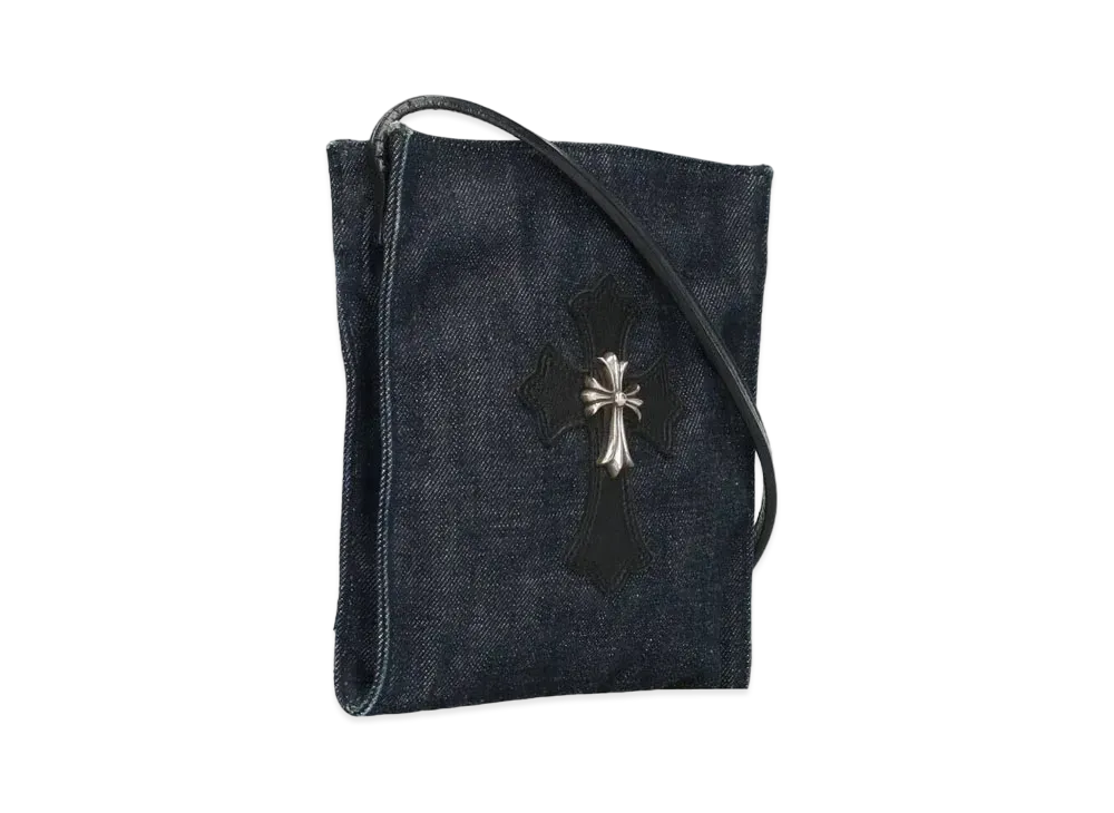 Chrome Hearts Square Pocket CH Cross Leather Patch Denim Shoulder Bag "Indigo/Black"