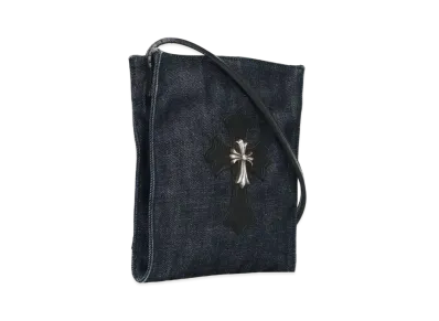 Chrome Hearts Square Pocket CH Cross Leather Patch Denim Shoulder Bag "Indigo/Black"