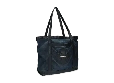 Chrome Hearts Cross Leather Patch Lining Check Denim Tote Bag "Indigo/Black/Red"