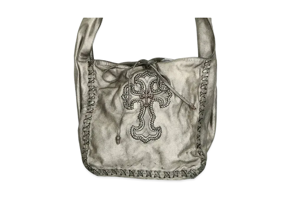 Chrome Hearts Slacker Philigrey Cross Novelty Leather Shoulder Bag "Silver"
