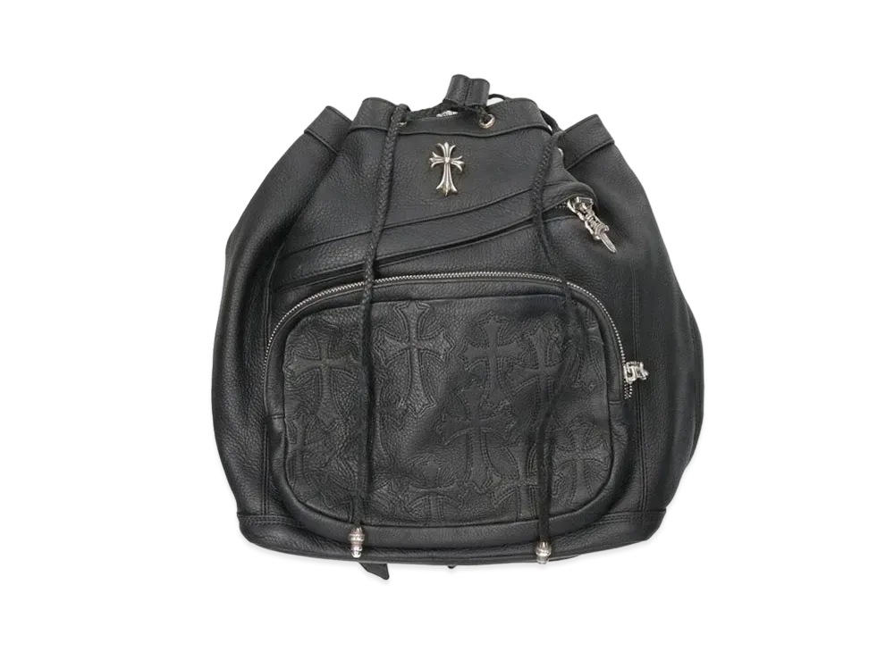 Chrome Hearts Strange Love Bag Cemetery Cross Patch Leather Backpack "Black"