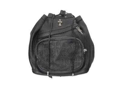 Chrome Hearts Strange Love Bag Cemetery Cross Patch Leather Backpack "Black"