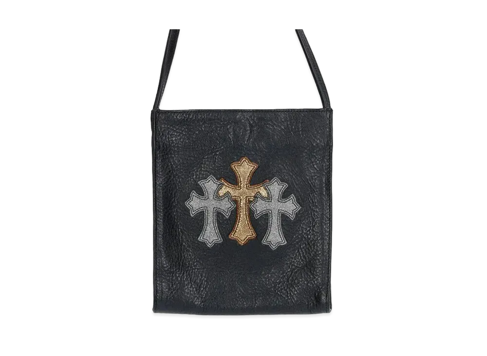 Chrome Hearts Square Pocket 3 Cross Patch Leather Shoulder Bag "Black"