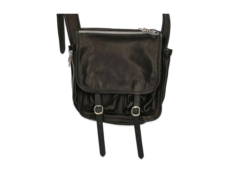 クロムハーツ タイニー ガンスリンガー ストラップ レザー ショルダーバッグ "ブラック"