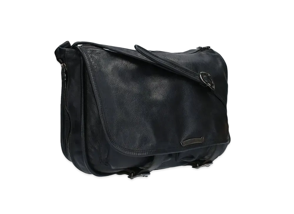 クロムハーツ ラージ ブラックロジウム加工 ガンスリンガー ストラップ レザー ショルダーバッグ "ブラック"