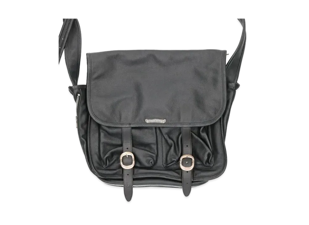 クロムハーツ ラージ ガンスリンガー ストラップ レザー ショルダーバッグ "ブラック"