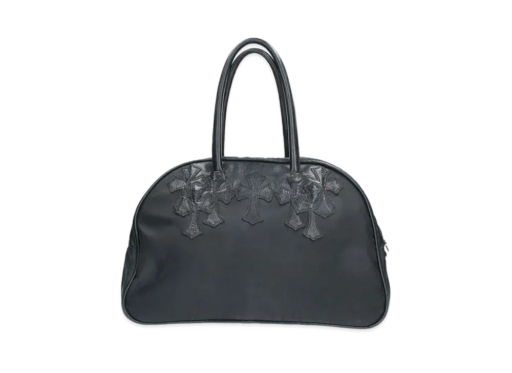 Chrome Hearts GYM Bag Nylon Old Medium Leather Hand Bag "Black"
