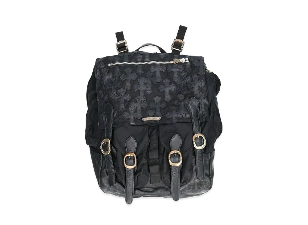 Chrome Hearts Waxed Moto Cemetery Patch Gunslinger Strap Backpack "Black"
