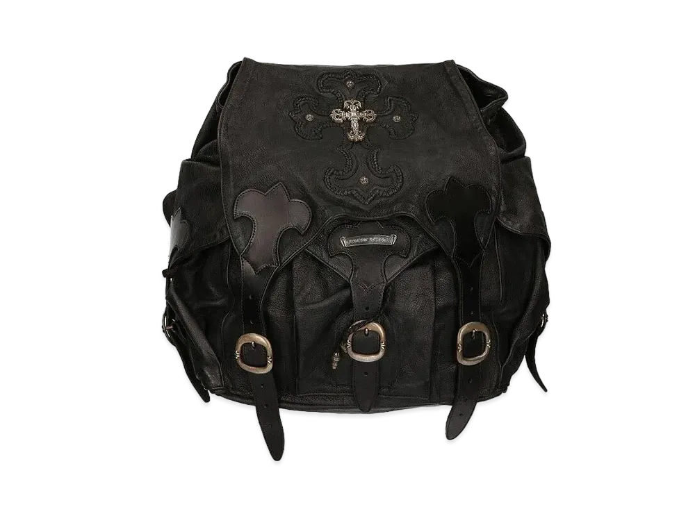 Chrome Hearts Large with Filigrey Cross Destroy Leather Backpack "Black"