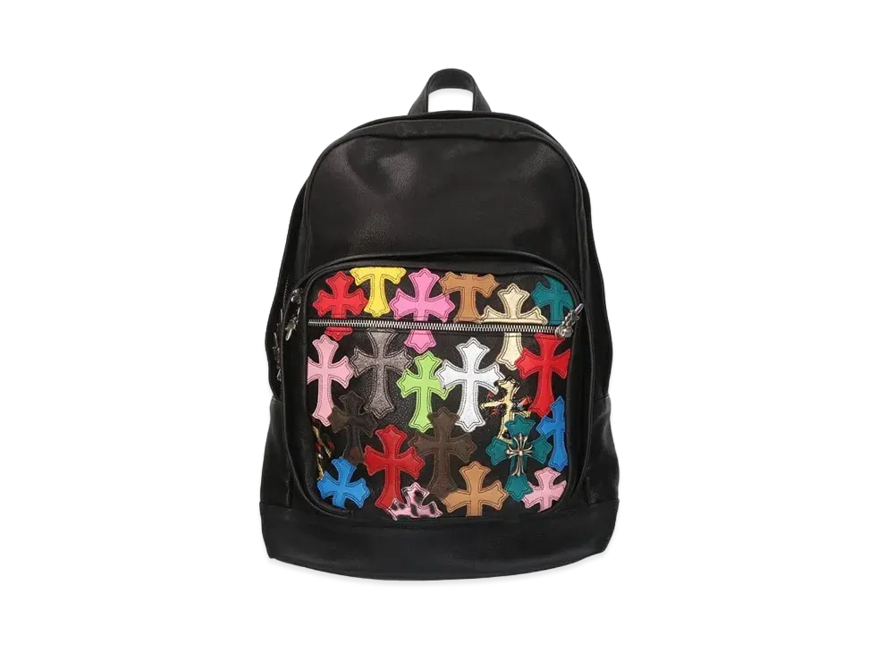 Chrome Hearts 7th Grade Semetary Cross Patch Leather Backpack "Black/Multi Color"