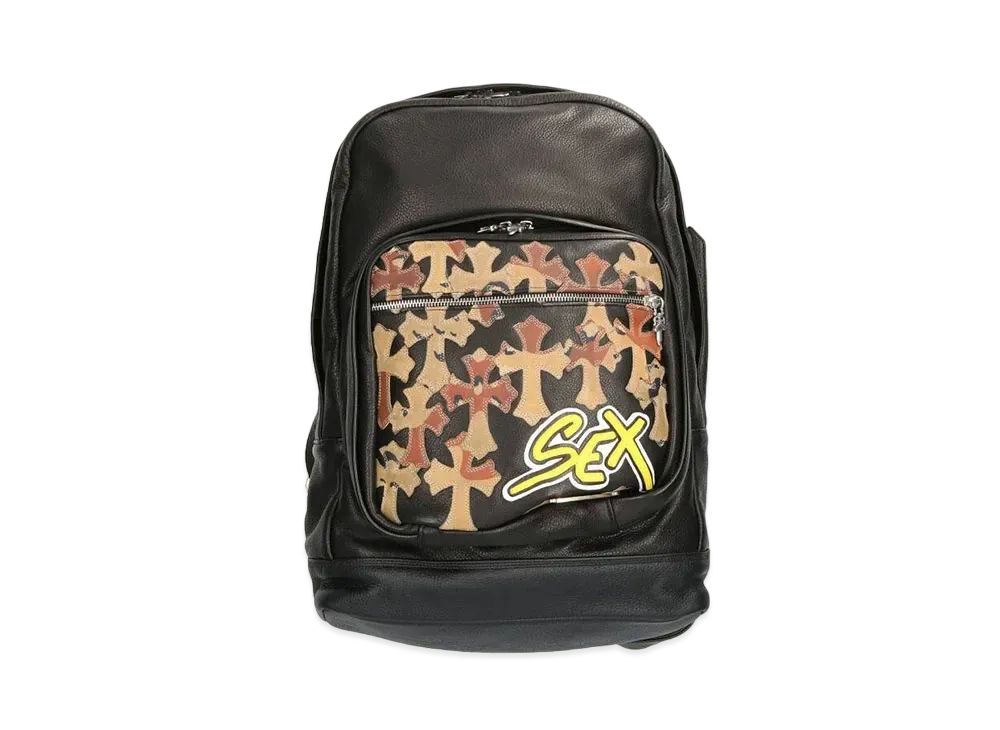 Chrome Hearts 7th Grade Sex Records Camouflage Leather Cross Patch Backpack "Black/Brown/Yellow"