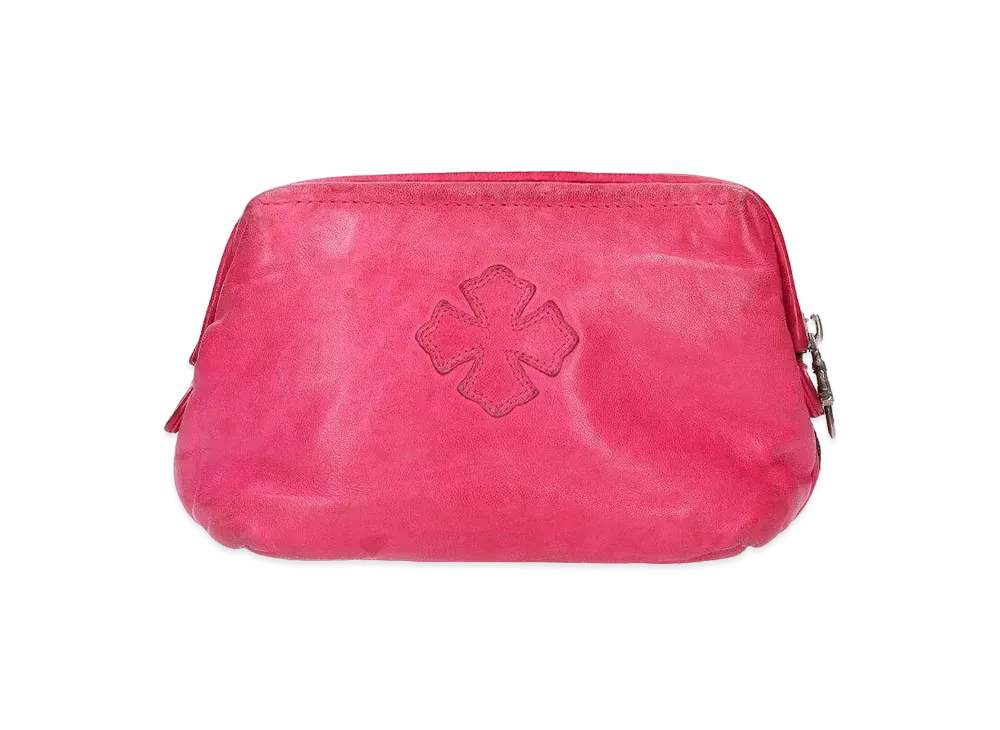 Chrome Hearts CH Plus Patch Daggered Novelty Leather Pouch "Pink/Brown"