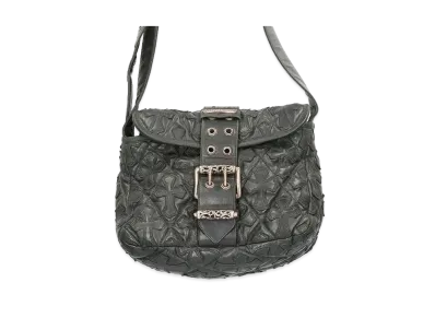 Chrome Hearts Gevender Double Pinbert Leather Shoulder Bag "Black"