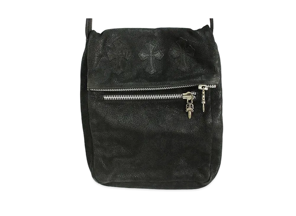 Chrome Hearts 3CEME Zip Top Destroy Leather Shoulder Bag "Black"