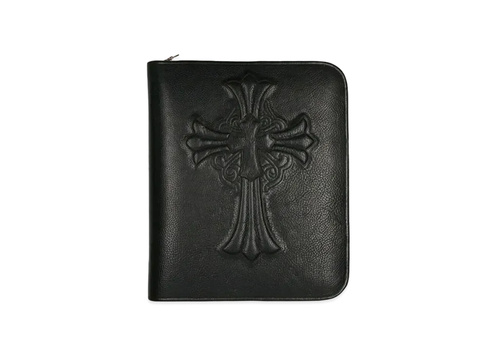 Chrome Hearts Folio 11x14 Hairy Cross Leather Portfolio "Black"
