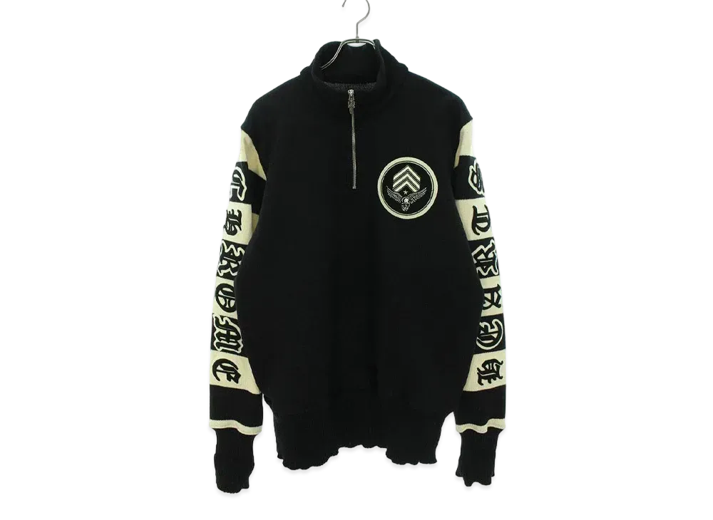 Chrome Hearts Foti Mahalia Wappen Wool Dagger Half Zip Knit "Black/White"