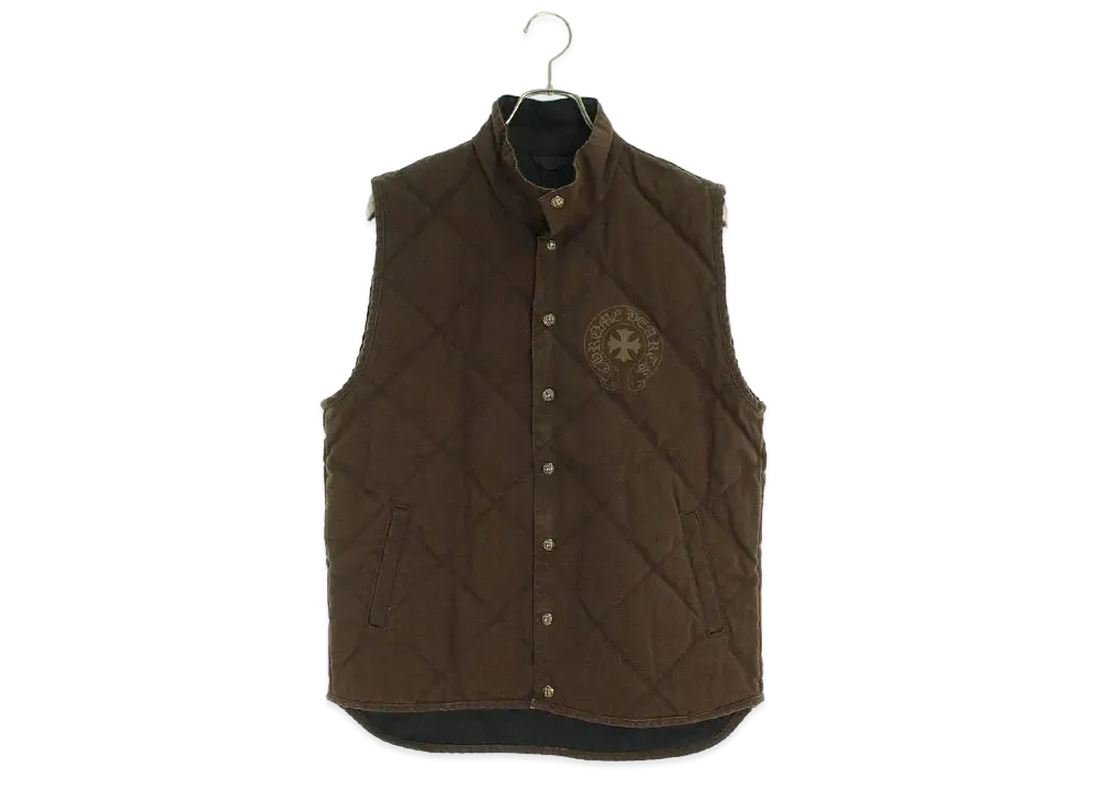 Chrome Hearts Back Horse Shoe Print Cotton Down Vest "Brown"