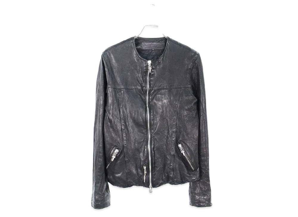 Chrome Hearts Collarless Washable Single Leather Riders Jacket