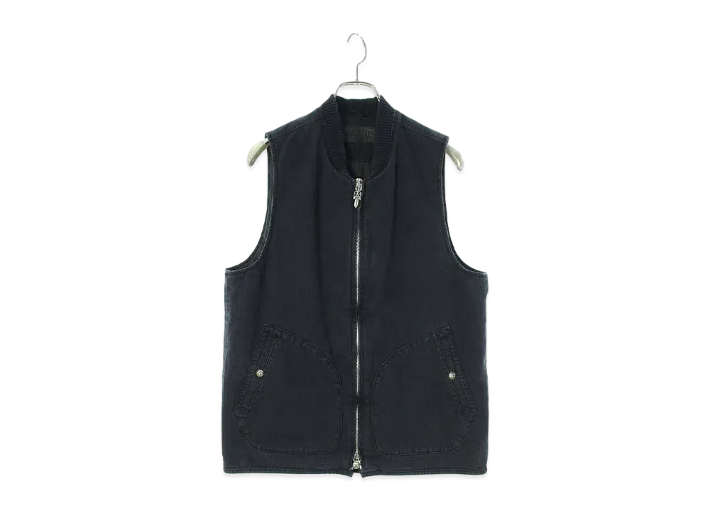 Chrome Hearts Double Zip Cotton Work Vest "Black"