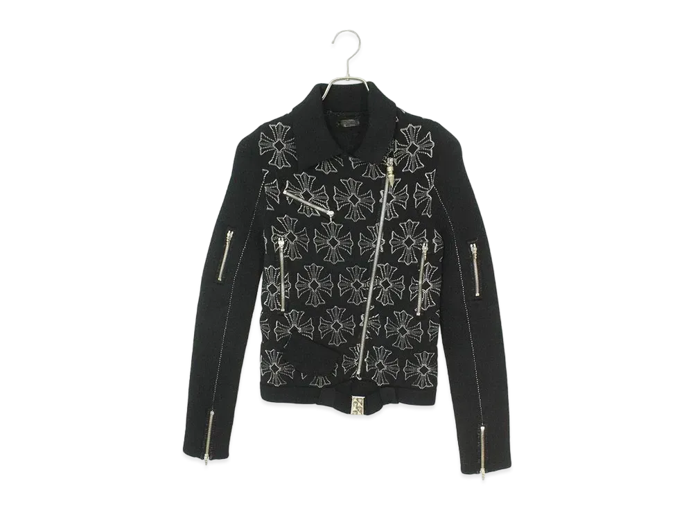 Chrome Hearts Spike Zip CH Plus Pattern Riders Jacket "Black"