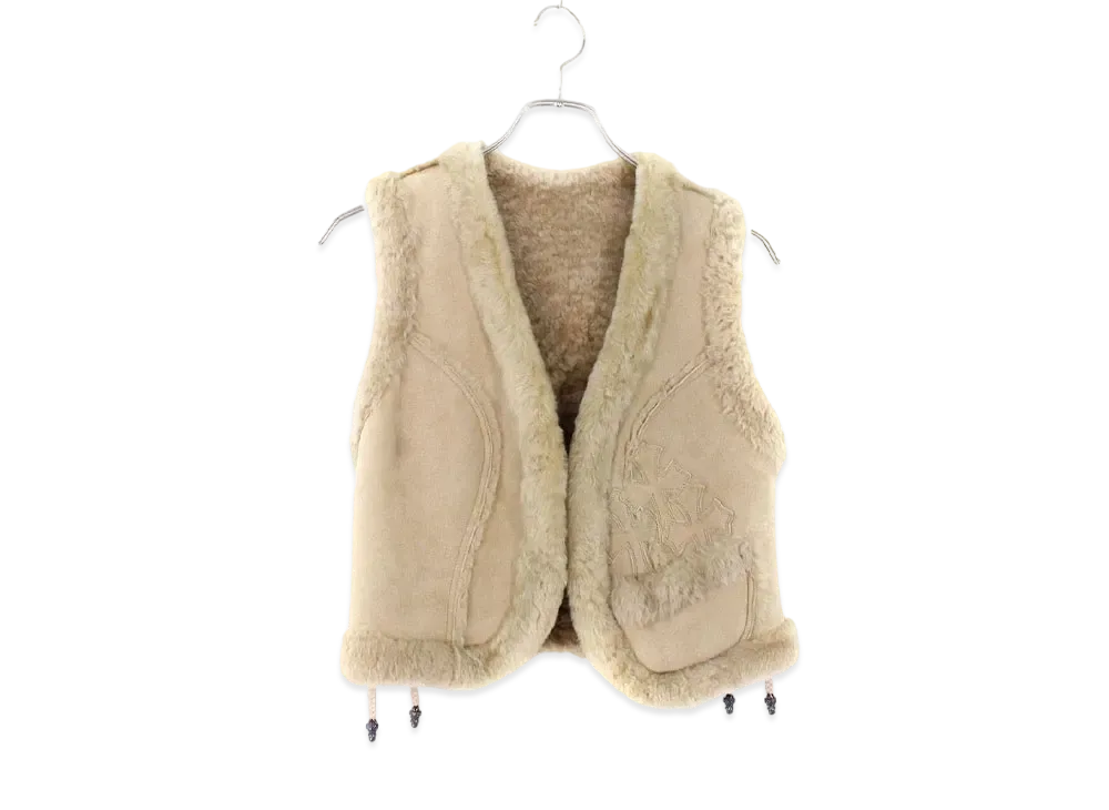 Chrome Hearts Cross Patch Mouton Down Vest "Beige"