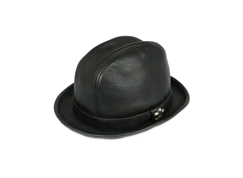 Chrome Hearts Gunslinger BS Flare Fedora Hat Leather "Black"