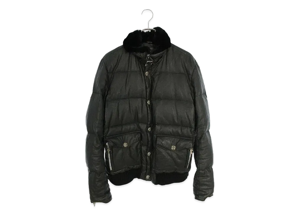 Chrome Hearts Ori Rug Fur Linen Coating Processing Down Jacket "Black"