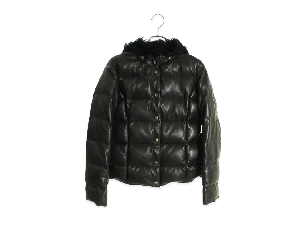 Chrome Hearts Fur Hooded Leather Down Jacket "Black"