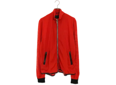 Chrome Hearts Track Jacket Leather Switch Cashmere Mixed Dagger Zip Jersey Brouson "Red"