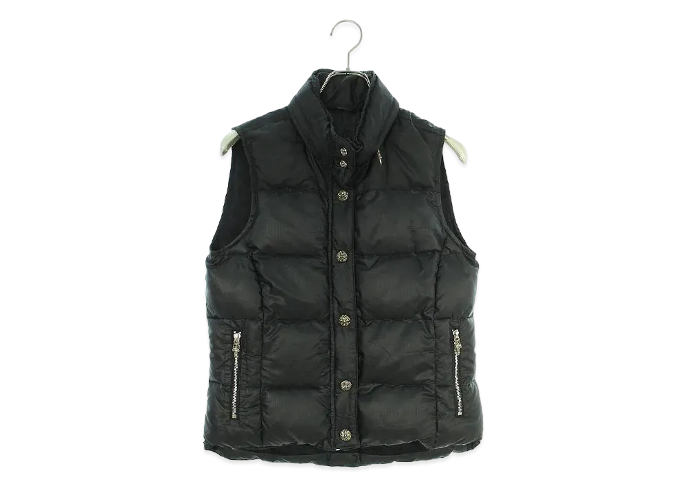 Chrome Hearts Stiff Cross Ball Button Nylon Down Vest "Black"