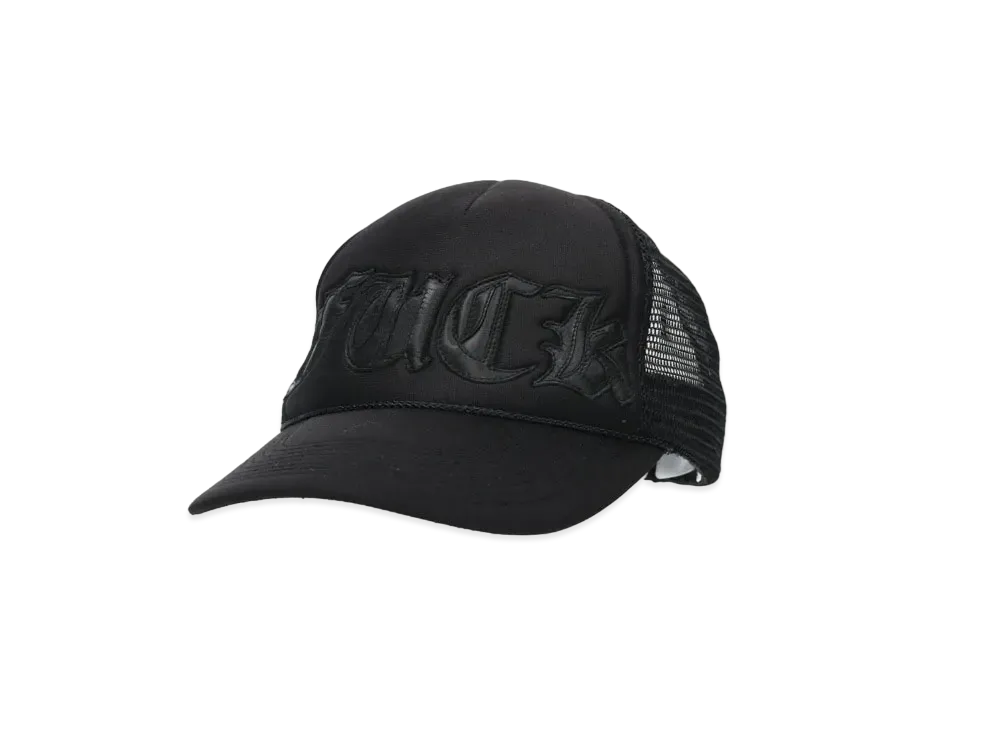 Chrome Hearts Trucker Cap Fuck Leather Patch Cross Ball "Black"