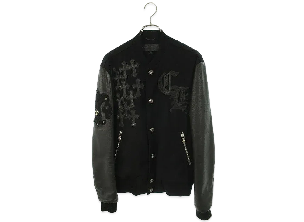 Chrome Hearts Letter Man CH Multi Leather Patch Leather Sleeve Blouson "Black"