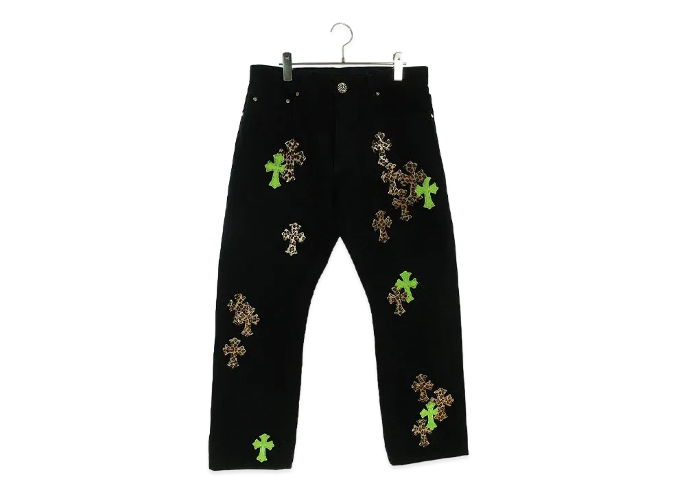 Chrome Hearts Jean Strtlg FBRC Cross Patch Denim Pants "Black/Green/Brown"