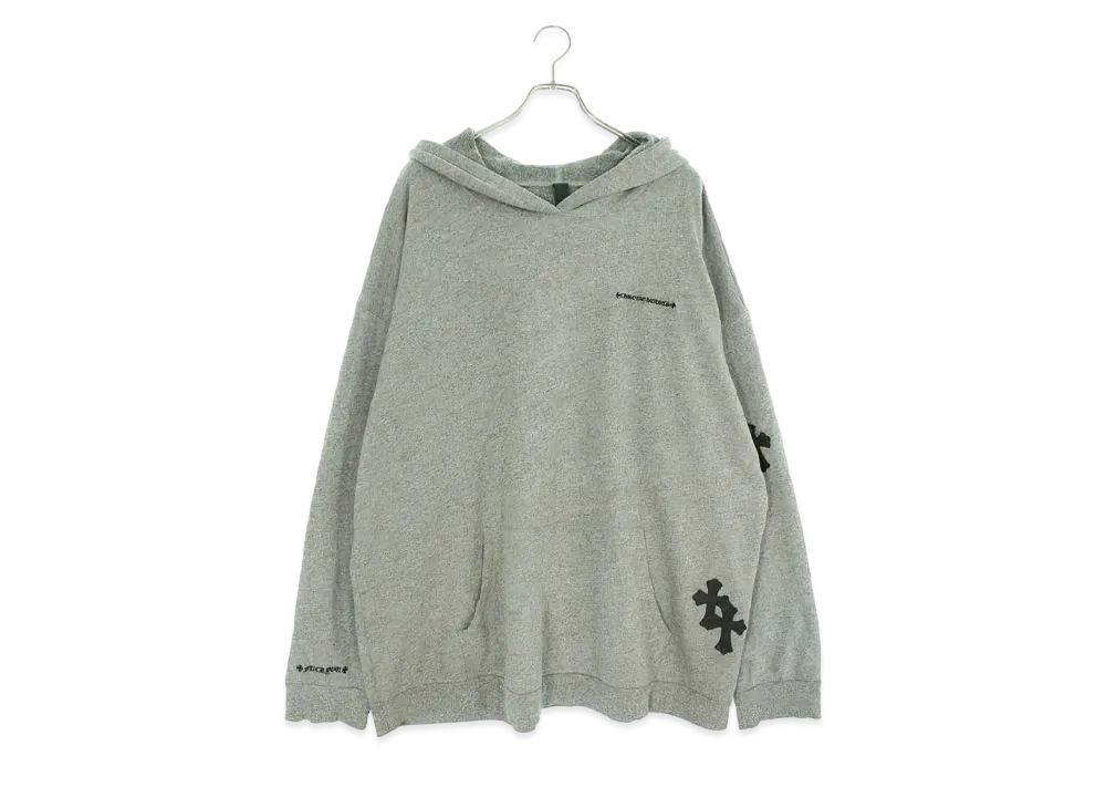Chrome Hearts HD PLVR GRP Y Not U Oversize Hoodie with Cross Patch "Gray"