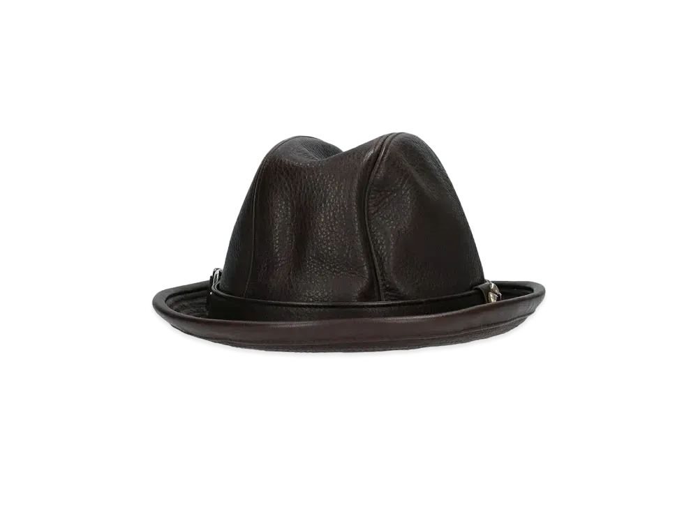 Chrome Hearts Fedora Gunslinger BS Flare Leather Hat "Brown"