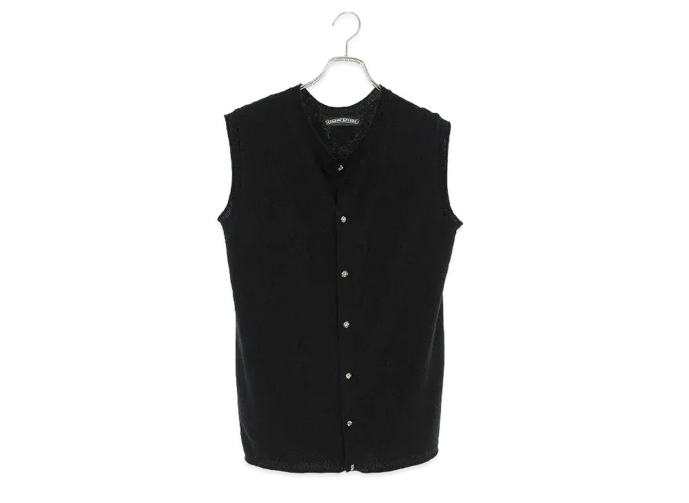 Chrome Hearts CH Plus Patch Cashmere Cross Ball Button Knit Vest "Black"