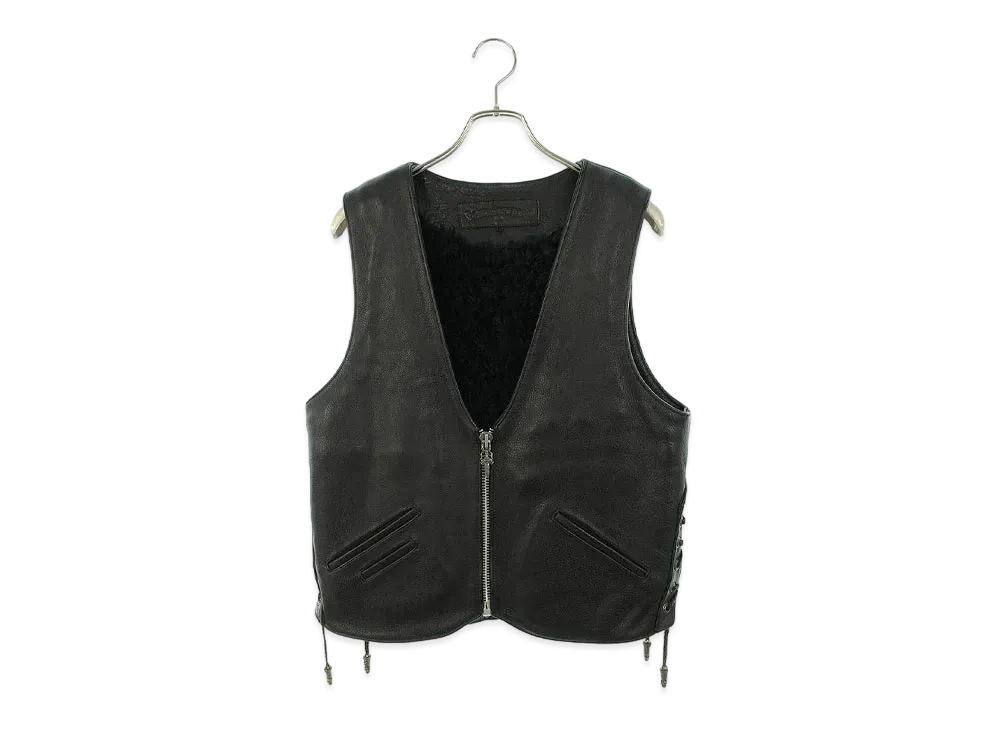 Chrome Hearts CH Cross Custom Lining Bore Leather Vest "Black"