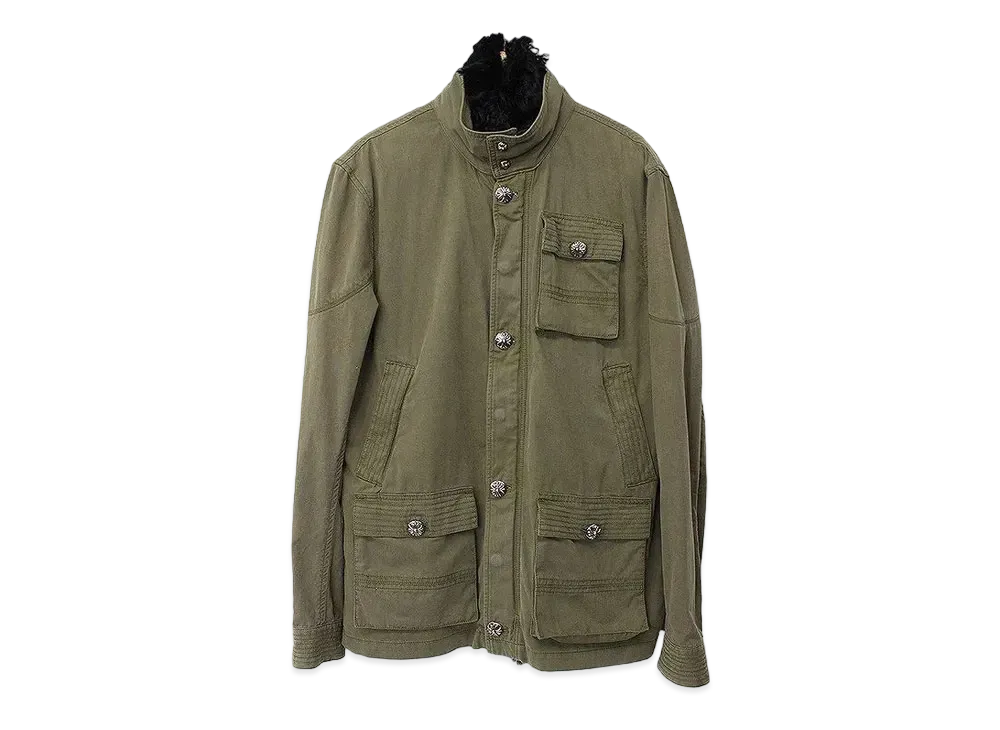 Chrome Hearts Cherry Bomb JVP Military Jacket with Alpaca Fur Vest "Khaki"