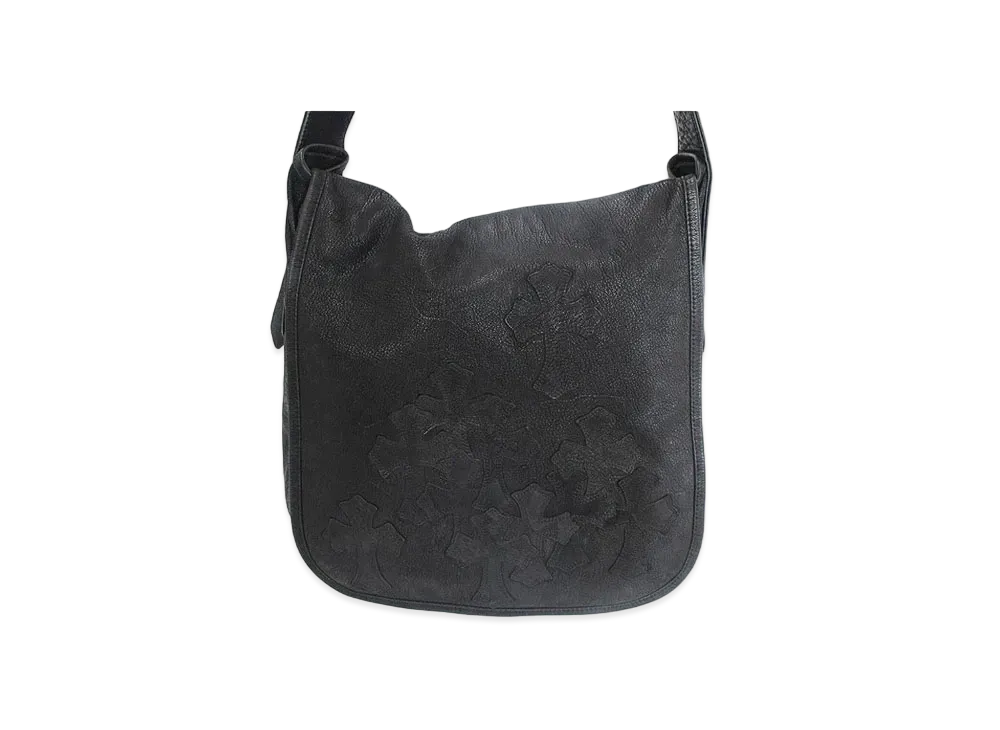 Chrome Hearts Mail Bag W Cemetery Cross Patch Destroy Leather Shoulder Bag "Black"