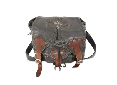 Chrome Hearts Gunslinger Strap Leather Backpack with Large CH Cross "Black/Brown"
