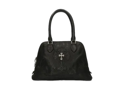Chrome Hearts #1 Slouchy MO Philigrey Cross Decoration Flerknee Destroy Leather Hand Bag "Black"