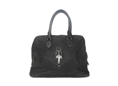 Chrome Hearts #2 Slouchy MO Dagger Decoration Flerknee Destroy Leather Hand Bag "Black"