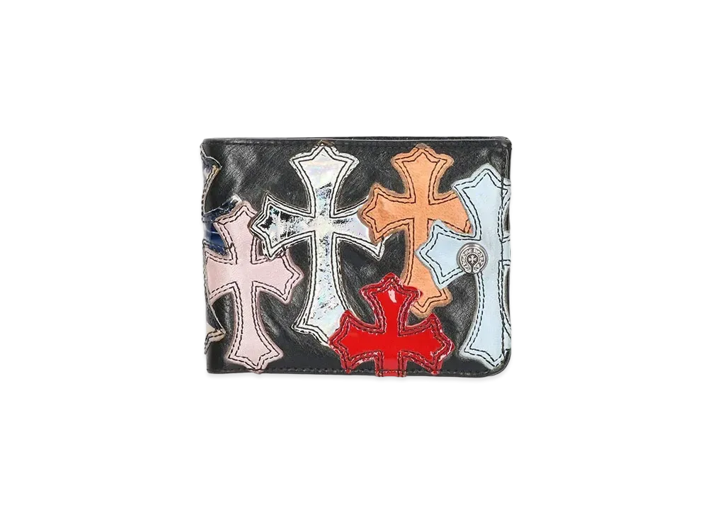 Chrome Hearts Cashing In Cross Patch Leather Wallet "Black/Multi Color"