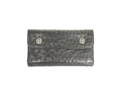 Chrome Hearts Wave Ostrich Leather Wallet "Black"