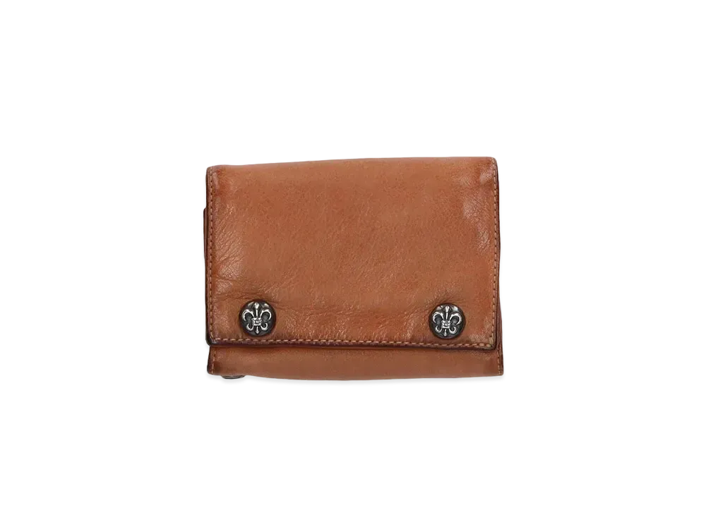Chrome Hearts 3 Fold BS Flare Button Leather Wallet "Brown"