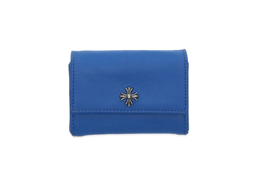 Chrome Hearts Tiny CH Plus Button Leather Wallet "Blue"