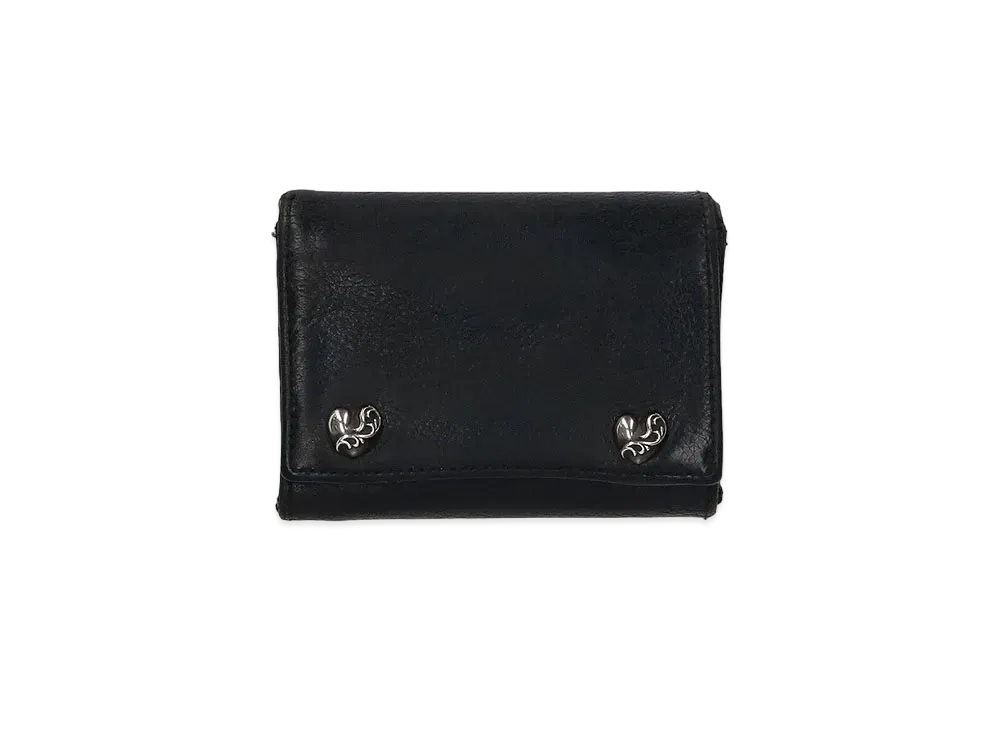 Chrome Hearts 3Fold Heart Button Leather Wallet "Black"