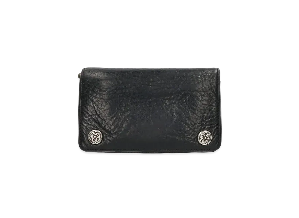 Chrome Hearts 1 Zip Celtic Button Leather Wallet "Black"