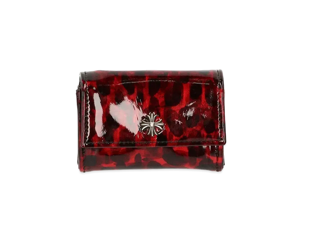 Chrome Hearts Tiny CH Plus Leopard Patent Leather Wallet "Red"