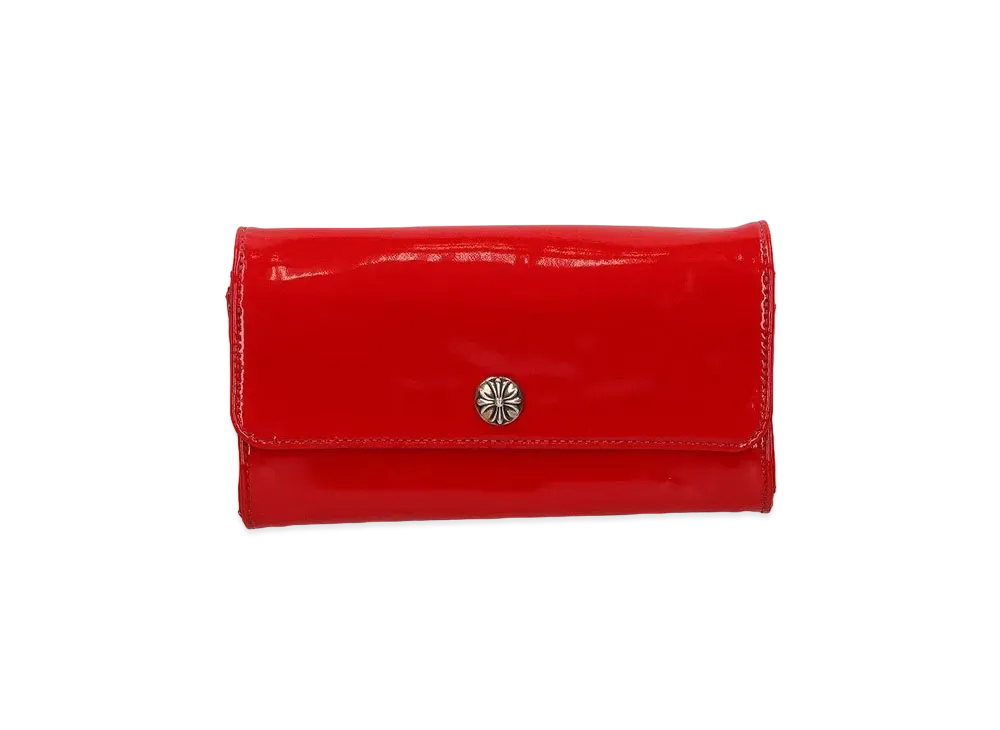 Chrome Hearts Judy Cross Button Enamel Leather Wallet "Red"
